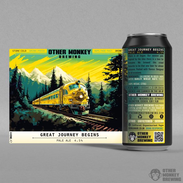 great journey begins, pale ale can from other monkey brewing