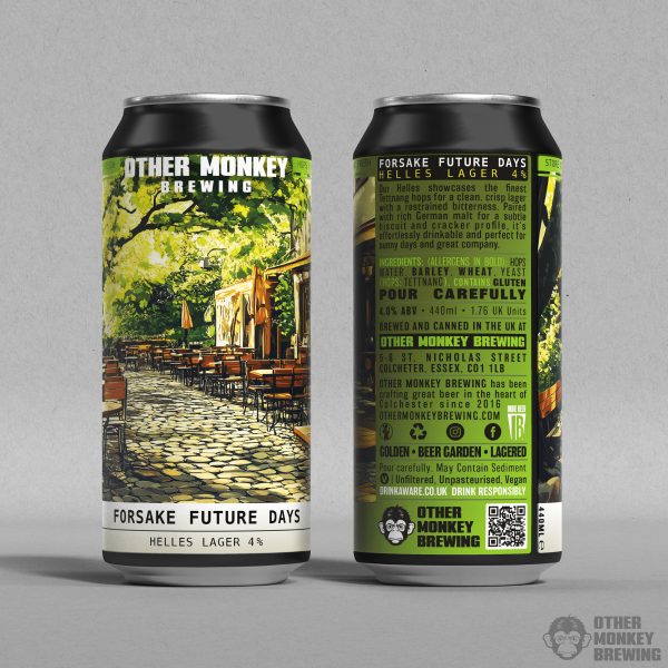 forsake future days, helles lager can from other monkey brewing